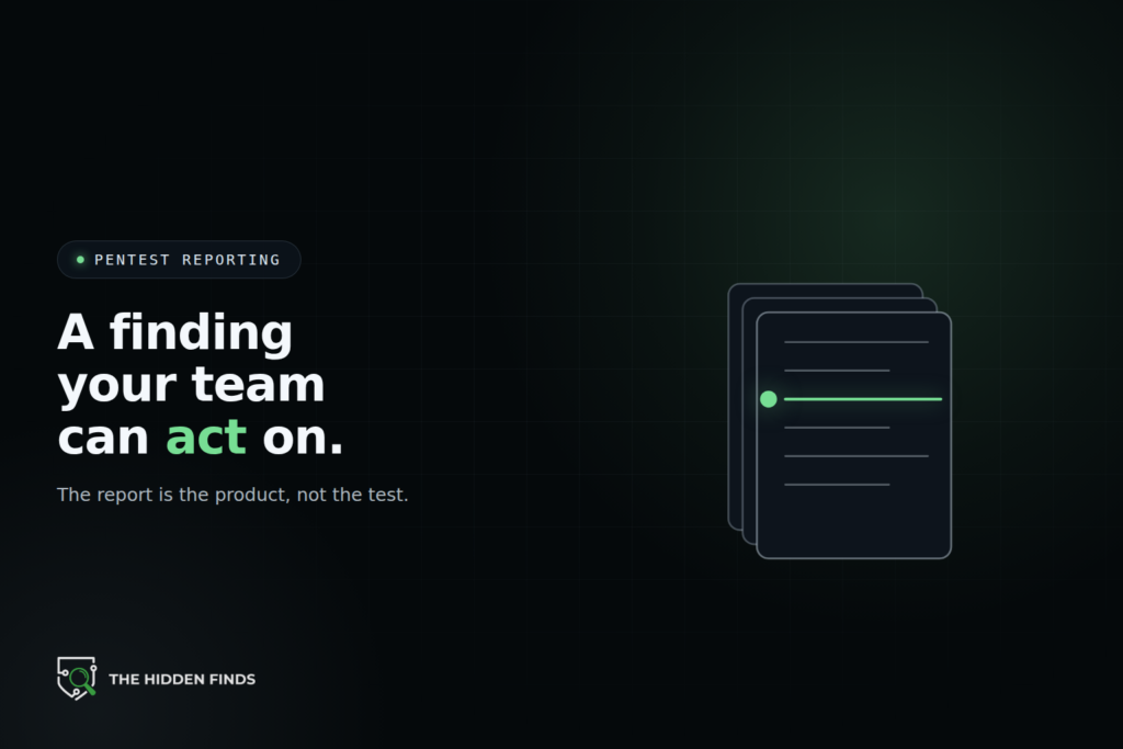 A stack of report pages with one finding line marked in green.